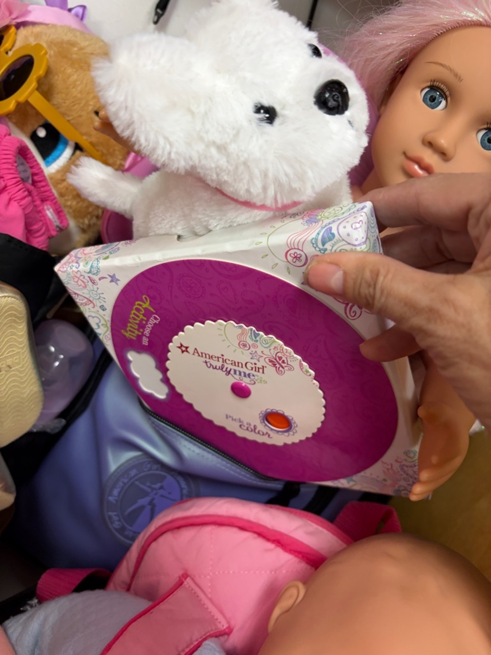 AMERICAN GIRL DOLL BACKPACK w/FAIRY DOLL, AG GAME, DOG & MORE! - Picture 2 of 2